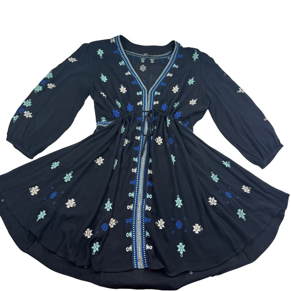 Free People Stargazer Embroidered Gauzy Lightweight Mini Dress Women's Size M